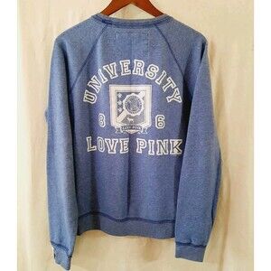 Victorias Secret Pink University Of Pink Y2K Womens Large Light Blue Sweatshirt